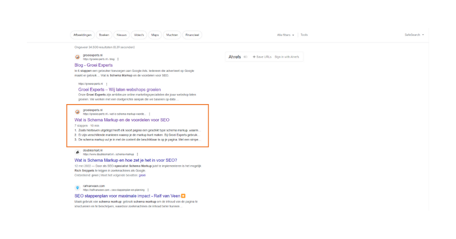 Een how-to voorbeeld in de zoekresultaten van Google met behulp van schema markup.